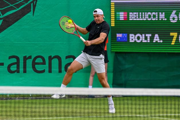 Alex Bolt Australia hits a ball with his backhand TERRA WORTMANN Open 2026, Tennis, ATP, Tennis Men 500, Tournament, Qualification, 14 06 2026, TERRA WORTMANN Open 2026, Tennis, ATP, Tennis Men 500, Tournament, Qualification, 14 06 2026 Halle Copyright: xEibner-Pressefoto RobertxGertzenx EP_RGN