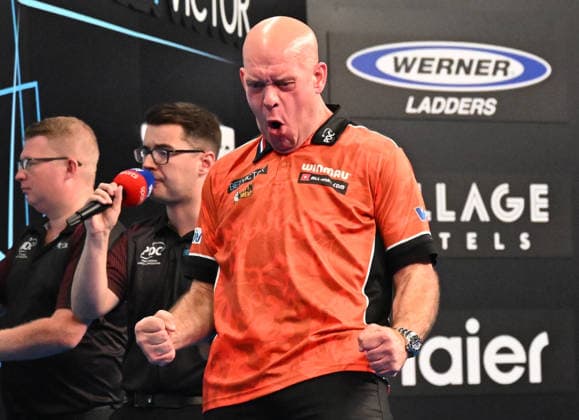 14 06 2026, xhbx, Dart World Cup of Darts 2026, v l Michael van Gerwen Netherlands DFL DFB REGULATIONS PROHIBIT ANY USE OF PHOTOGRAPHS as IMAGE SEQUENCES and or QUASI VIDEO Frankfurt