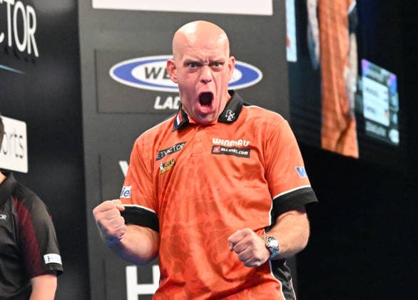 14 06 2026, xhbx, Dart World Cup of Darts 2026, v l Michael van Gerwen Netherlands DFL DFB REGULATIONS PROHIBIT ANY USE OF PHOTOGRAPHS as IMAGE SEQUENCES and or QUASI VIDEO Frankfurt