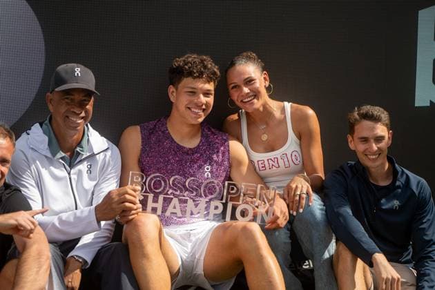 Bryan Shelton father and coach of Ben Shelton , Ben Shelton and Trinity Rodman girlfriend of Ben Shelton , Ben Shelton vs Taylor Fritz, Tennis, ATP Tournament, Boss Open, Center Court, Final, 14 06 2026, Ben Shelton vs Taylor Fritz, Tennis, ATP Tournament, Boss Open, Center Court, Final, 14 06 2026, Stuttgart Copyright: xEibner-Pressefoto EdwardxCheungx EP_ECG