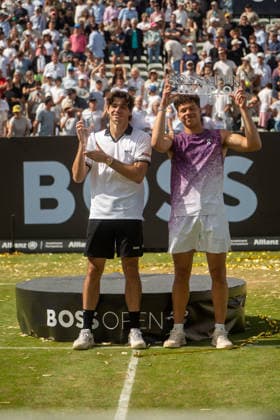 Taylor Fritz and Ben Shelton, Ben Shelton vs Taylor Fritz, Tennis, ATP Tournament, Boss Open, Center Court, Final, 14 06 2026, Ben Shelton vs Taylor Fritz, Tennis, ATP Tournament, Boss Open, Center Court, Final, 14 06 2026, Stuttgart Copyright: xEibner-Pressefoto EdwardxCheungx EP_ECG
