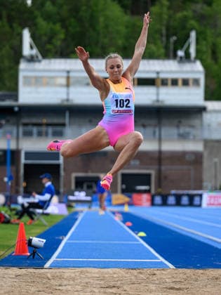 260614 Tilde Johansson, Falkenbergs IK, competes in the womens long jump during the Folksam Grand Prix athletics competition on June 14, 2026 in Stockholm  Copyright: EMMAxWALLSKOG BB260614EW068