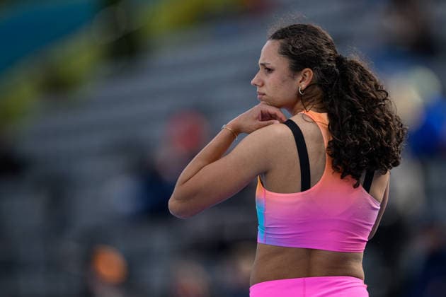 260614 Ayla Hallberg Hossain, Turebergs FK, competes in the womens long jump during the Folksam Grand Prix athletics competition on June 14, 2026 in Stockholm  Copyright: EMMAxWALLSKOG BB260614EW075