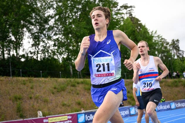 260614 Karl Ottfalk, IFK Lidingö, competes in the mens 1500 meters during the Folksam Grand Prix athletics competition on June 14, 2026 in Stockholm  Copyright: EMMAxWALLSKOG BB260614EW080