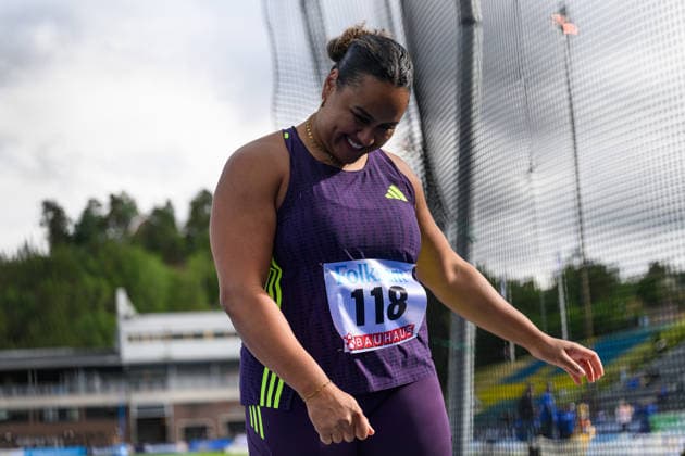 260614 Vanessa Kamga, Hässelby SK, competes in the womens discus during the Folksam Grand Prix athletics competition on June 14, 2026 in Stockholm  Copyright: EMMAxWALLSKOG BB260614EW082