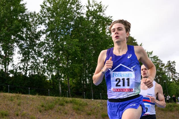 260614 Karl Ottfalk, IFK Lidingö, competes in the mens 1500 meters during the Folksam Grand Prix athletics competition on June 14, 2026 in Stockholm  Copyright: EMMAxWALLSKOG BB260614EW083