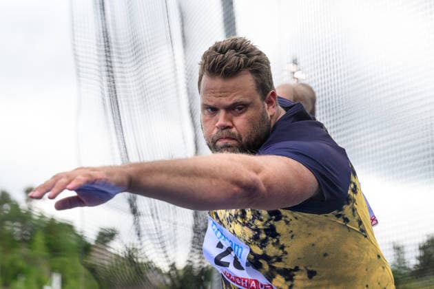 260614 Daniel Stahl, Sparvägens FK, competes in the mens discus during the Folksam Grand Prix athletics competition on June 14, 2026 in Stockholm  Copyright: EMMAxWALLSKOG BB260614EW084