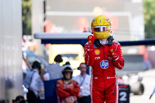 ESP, MSC Cruises Grand Prix of Barcelona Catalunya, race, Formula 1 World Championship season 2026 14 06 2026, Circuit de Barcelona Catalunya, Barcelona, ESP, MSC Cruises Grand Prix of Barcelona Catalunya, race, Formula 1 World Championship season 2026, in the picture Lewis Hamilton Scuderia Ferrari HP, Great Britain, 44 celebrates his first victory with Ferrari at Parc Ferme and gets out of the car SF 26, nordphotoxGmbHx xMemmler nph00005