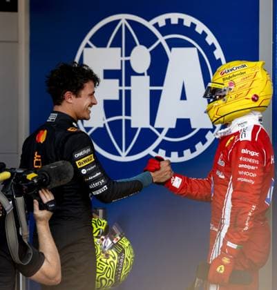 BARCELONA - (lr) Lando Norris (McLaren), Lewis Hamilton (Ferrari) after the Formula 1 Barcelona-Catalonia Grand Prix. SANDER KONING ANP xVIxANPxSportx xxANPxIVx 560999112 originalFilename: 560999112.jpg