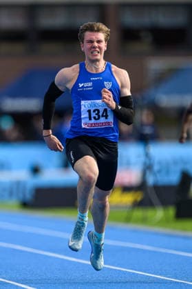 260614 Linus Pihl, IFK Växjö, competes in the mens 200 meters during the Folksam Grand Prix athletics competition on 14 June 2026 in Stockholm  Copyright: EMMAxWALLSKOG BB260614EW091