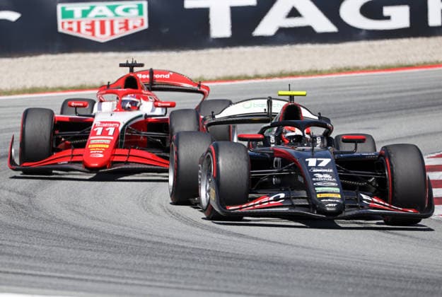 Formula 2 Championship - Round 5 Barcelona - Feature Race Sebastian Montoya of Prema Racing and Tasanapol Inthraphuvasak of ART Gran Prix during the Formula 2 MSC Cruises Gran Premio de Barcelona-Catalunya Race at Barcelona-Catalunya Circuit in Barcelona, Spain, on June 14, 2026. Barcelona Barcelona Spain  Copyright: xUrbanandsportx originalFilename:urbanandsport-formula2260614_npyzK.jpg