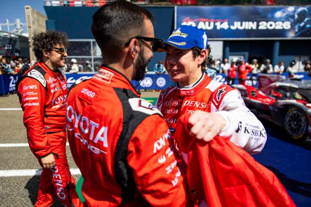 24 HEURES DU MANS 2026 - PODIUM KOBAYASHI Kamui (jpn), Toyota Racing, Toyota TR010 Hybrid 07, Hypercar, portrait during the podium of the 24 Hours of Le Mans 2026, 3rd round of the 2026 FIA World Endurance Championship, on June 14, 2026 on the Circuit des 24 Heures du Mans in Le Mans, France - Le MansFrance  Copyright: xJULIENxDELFOSSEx