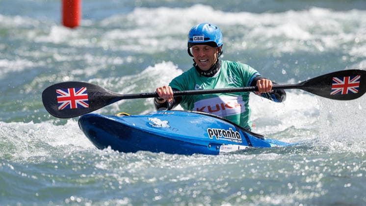 Joseph Clarke GBR at ICF CANOE SLALOM WORLD CUP, Canoeing, Men, Kayak Cross, 2026, on 14 06 2026 in Augsburg, Eiskanal Bayern Germany