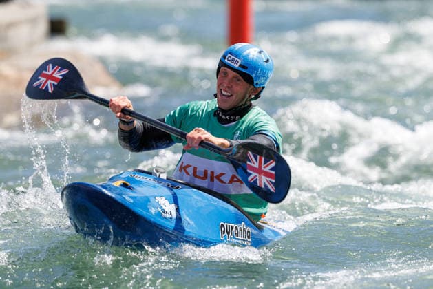 Joseph Clarke GBR at ICF CANOE SLALOM WORLD CUP, Canoeing, Men, Kayak Cross, 2026, on 14 06 2026 in Augsburg, Eiskanal Bayern Germany