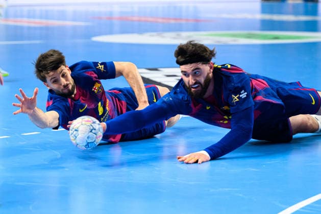 Cologne, Germany Handball EHF CL Final 4 Final Barca Fuechse Berlin Daniel Fernandez Jimenez Barcelona , Ludovic Fabregas Barcelona Cologne Lanxess Arena Nordrhein Westfalen Germany