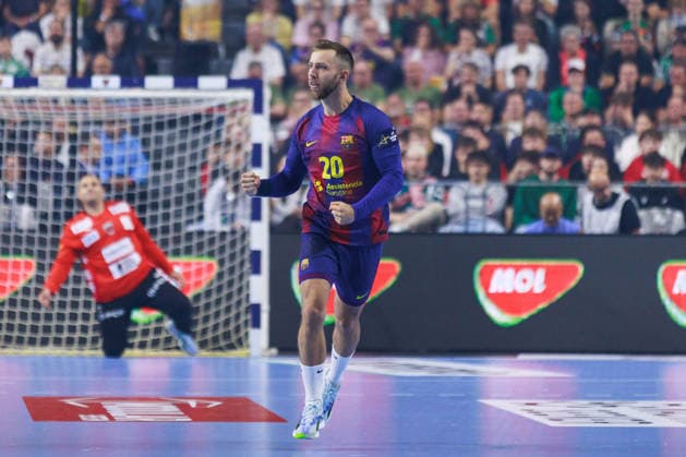 Aleix GOMEZ FC Barcelona Barca, 20 jubilation, joy, passion, success, emotion, enthusiasm, positive emotions GER, FC Barcelona Barca vs Fuechse Berlin, handball, TruckScout24 EHF FINAL4 2026, final, season 2025 2026, 14 06 2026, GER, FC Barcelona Barca vs Fuechse Berlin, handball, TruckScout24 EHF FINAL4 2026, final, season 2025 2026, 14 06 2026, Cologne Copyright: xEibnerxPressefoto OliverxSchmidtx EP_OST