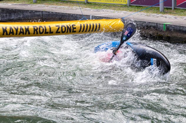 Kayak cross, compulsory figure Eskimo roll ICF Canoe Slalom World Cup 2026 Eiskanal Augsburg