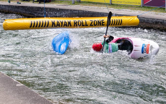 Kayak cross, compulsory figure Eskimo roll ICF Canoe Slalom World Cup 2026 Eiskanal Augsburg
