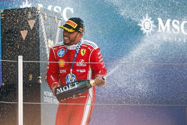 HAMILTON Lewis gbr , Scuderia Ferrari SF 26, portrait during the Formula 1 Barcelona Catalunya Grand Prix 2026, 7th round of the 2026 Formula One World Championship from June 12 to 14, 2026 on the Circuit de Barcelona Catalunya, in Montmelo, Spain Photo Hoch Zwei Montmelo Spain