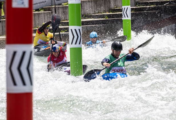 Kayak cross, symbolic image ICF Canoe Slalom World Cup 2026 Eiskanal Augsburg
