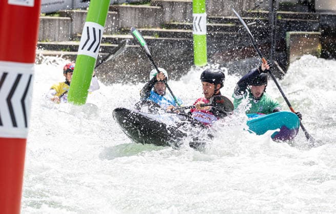 Kayak cross, symbolic image ICF Canoe Slalom World Cup 2026 Eiskanal Augsburg