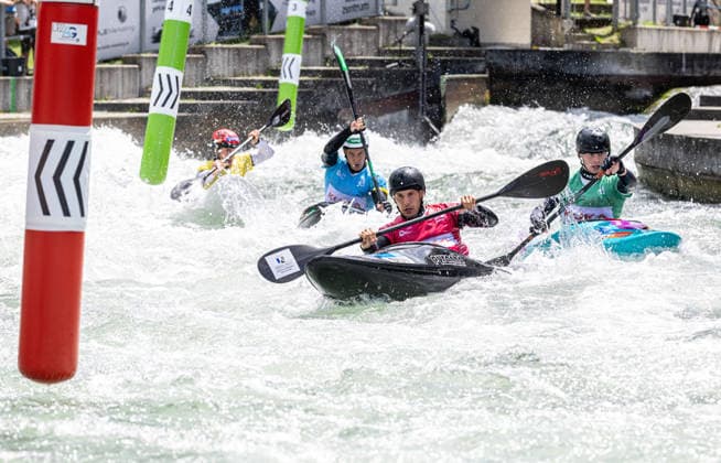 Kayak cross, symbolic image ICF Canoe Slalom World Cup 2026 Eiskanal Augsburg