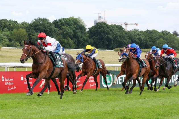 14 06 2026, Koeln, Nordrhein Westfalen, GER Englishman with Enzo Crublet wins the 191 Union race Galopprennbahn Koeln Weidenpesch Horse, Jockey, Englishman, Crublet, victory, finish, finish 260614S986KOELN JPG