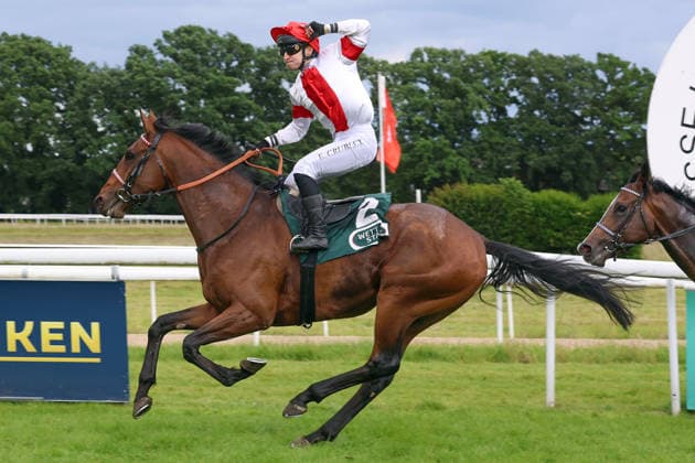 14 06 2026, Koeln, Nordrhein Westfalen, GER Englishman with Enzo Crublet wins the 191 Union race Galopprennbahn Koeln Weidenpesch Horse, Jockey, Englishman, Crublet, victory, finish, finish 260614S989KOELN JPG