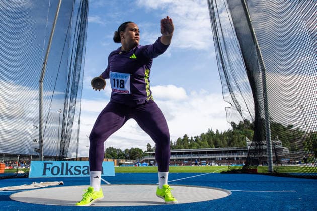 260614 Vanessa Kamga, Hässelby SK, competes in the womens discus during the Folksam Grand Prix athletics competition on June 14, 2026 in Stockholm  Copyright: EMMAxWALLSKOG BB260614EW105