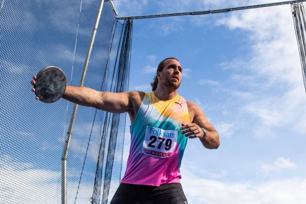 260614 Wictor Petersson, Malmö AI, competes in the mens discus during the Folksam Grand Prix athletics competition on June 14, 2026 in Stockholm  Copyright: EMMAxWALLSKOG BB260614EW107