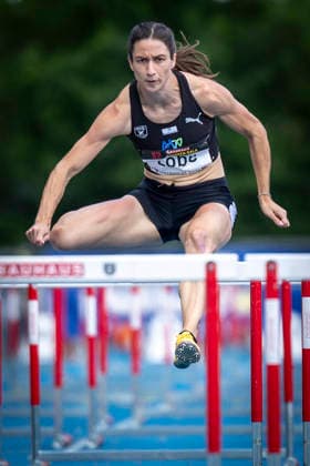 MANNHEIM, GERMANY - JUNE 14, 2026 : Ricarda Lobe (GER MTG Mannheim) competing in the women’s 100m hurdles during the Elite Meeting at Michael-Hoffmann-Stadion on June 14, 2026 in Mannheim, Germany. Baden-Wuerttemberg Germany Copyright: xAxelxKohringx