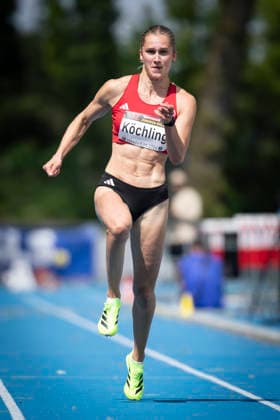 MANNHEIM, GERMANY - JUNE 14, 2026 : Finja Koechling (GER Eintracht Frankfurt e.V.) competing in the women’s 100m during the Elite Meeting at Michael-Hoffmann-Stadion on June 14, 2026 in Mannheim, Germany. Baden-Wuerttemberg Germany Copyright: xAxelxKohringx