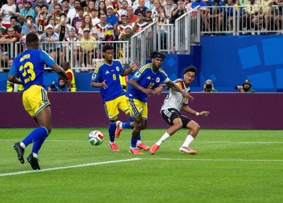 Soccer, Men, FIFA World Cup 2026 in Mexico, Canada and USA, Match in Houston Group E, Matchday 1 , Germany Curacao, f l Riechedly Bazoer Curacao , Livano Comenencia Curacao , Leandro Bacuna Curacao , Nathaniel Brown Germany , 14 06 2026, Copyright: xMatthiasxKochx