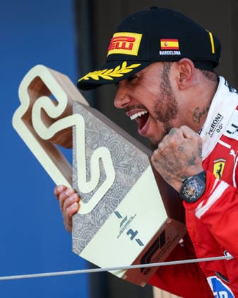 F1 - BARCELONA-CATALUNYA GRAND PRIX 2026 HAMILTON Lewis (gbr), Scuderia Ferrari SF-26, portrait podium celebration during the Formula 1 Barcelona-Catalunya Grand Prix 2026, 7th round of the 2026 Formula One World Championship, WM, Weltmeisterschaft from June 12 to 14, 2026 on the Circuit de Barcelona-Catalunya, in Montmelo, Spain - MontmeloSpain  Copyright: xEricxAlonsox