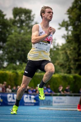 MANNHEIM, GERMANY - JUNE 14, 2026 : Jari de Proft (BEL Belgium) competing in the men’s 200m during the Juniorengala 2026 at Michael-Hoffmann-Stadion on June 14, 2026 in Mannheim, Germany. Baden-Wuerttemberg Germany Copyright: xAxelxKohringx
