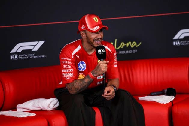 F1 - BARCELONA-CATALUNYA GRAND PRIX 2026 HAMILTON Lewis (gbr), Scuderia Ferrari SF-26, portrait press conference, PK, Pressekonferenz during the Formula 1 Barcelona-Catalunya Grand Prix 2026, 7th round of the 2026 Formula One World Championship, WM, Weltmeisterschaft from June 12 to 14, 2026 on the Circuit de Barcelona-Catalunya, in Montmelo, Spain - MontmeloSpain  Copyright: xXavixBonillax