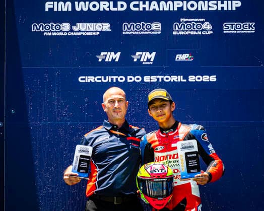 June 14, 2026, Cascais, Lisbon, Portugal: Kiandra Ramadhipa - of the Honda Asia-Dream Racing Junior Team during the FIM Moto3 Junior World Championship, WM, Weltmeisterschaft Race at Circuito Estoril on june 14, 2026 in Estoril,Cascais Portugal. Cascais Portugal - ZUMAr200 20260614_zsp_r200_065 Copyright: xNunoxReisinhox