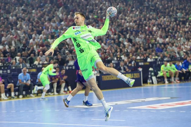 14 06 2026, xgox,Handball, EHF Champions League Final, FC Barcelona Fuechse Berlin v l Mathias Gidsel Berlin, 19 throws goal, goal scorer, scores goal, scores the goal Koeln
