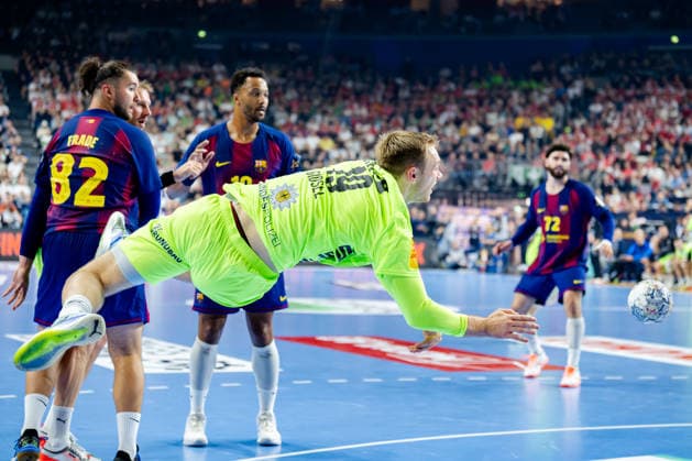 Cologne, 12 05 2026, Handball, Men, EHF Champions League Men 2025 26, Final, FC Barcelona Füchse Berlin Mathias Gidsel Füchse Berlin, 19 on goal throw
