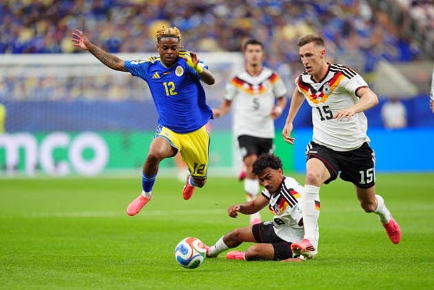 Germany v Curacao - FIFA World Cup, WM, Weltmeisterschaft, Fussball 2026 - Group E HOUSTON, UNITED STATES - JUNE 14: Nathaniel Brown of Germany in action against Sontje Hansen of Curacao during the 2026 FIFA World Cup First Stage Group E match between Germany and Curacao at NRG Stadium (Houston Stadium) in Houston, Texas, United States on June 14, 2026. Hakan Akgun Anadolu Texas United States. Editorial use only. Please get in touch for any other usage.  Copyright: x2026xAnadoluxHakanxAkgunx