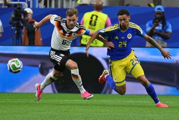 FIFA World Cup, WM, Weltmeisterschaft, Fussball 2026 - Group E - Germany vs Curacao Deveron Fonville of Curacao (R) and Joshua Kimmich of Germany in action during the FIFA World Cup 2026 group stage match Germany against Curacao, in Houston, USA, 14 June 2026. HOUSTON United States  Copyright: xSAMxWASSONx