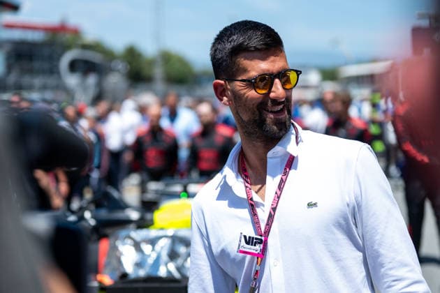 Novak Djokovic tennis player, Serbia on the grid, ESP, Formula 1 World Championship, Barcelona Catalunya Grand Prix, Circuit Barcelona Catalunya, race, 2026 season, 14 06 2026 ESP, Formula 1 World Championship, Barcelona Catalunya Grand Prix, Circuit Barcelona Catalunya, race, 2026 season, 14 06 2026 Barcelona Copyright: xEibner-Pressefoto Memmlerx EP_MMR