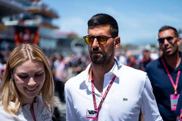 Novak Djokovic tennis player, Serbia on the grid, ESP, Formula 1 World Championship, Barcelona Catalunya Grand Prix, Circuit Barcelona Catalunya, race, 2026 season, 14 06 2026 ESP, Formula 1 World Championship, Barcelona Catalunya Grand Prix, Circuit Barcelona Catalunya, race, 2026 season, 14 06 2026 Barcelona Copyright: xEibner-Pressefoto Memmlerx EP_MMR