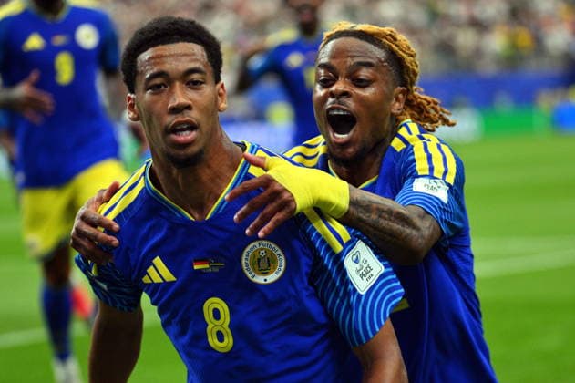 FIFA World Cup, WM, Weltmeisterschaft, Fussball 2026 - Group E - Germany vs Curacao Livano Comenencia of Curacao (L) celebrates scoring the 1-1 during the FIFA World Cup 2026 group stage match Germany against Curacao, in Houston, USA, 14 June 2026. HOUSTON United States  Copyright: xSAMxWASSONx