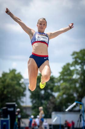 MANNHEIM, GERMANY - JUNE 14, 2026 : Thea Brown (GBR Great Britain & N.I.) competing in the women’s long jump during the Juniorengala 2026 at Michael-Hoffmann-Stadion on June 14, 2026 in Mannheim, Germany. Baden-Wuerttemberg Germany Copyright: xAxelxKohringx