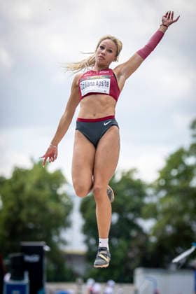 MANNHEIM, GERMANY - JUNE 14, 2026 : Apsite Brenda Dziliana (LAT Latvia) competing in the women’s long jump during the Juniorengala 2026 at Michael-Hoffmann-Stadion on June 14, 2026 in Mannheim, Germany. Baden-Wuerttemberg Germany Copyright: xAxelxKohringx