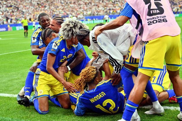FIFA World Cup, WM, Weltmeisterschaft, Fussball 2026 - Group E - Germany vs Curacao Players of Curacao celebrate after scoring the 1-1 during the FIFA World Cup 2026 group stage match Germany against Curacao, in Houston, USA, 14 June 2026. HOUSTON United States  Copyright: xSAMxWASSONx
