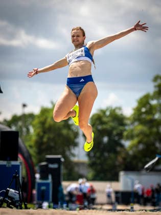 MANNHEIM, GERMANY - JUNE 14, 2026 : Dominika Svanova (SVK Slovakia) competing in the women’s long jump during the Juniorengala 2026 at Michael-Hoffmann-Stadion on June 14, 2026 in Mannheim, Germany. Baden-Wuerttemberg Germany Copyright: xAxelxKohringx