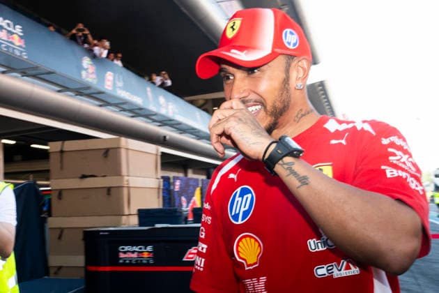 June 14, 2026, Garnolles, Spain: LEWIS HAMILTON (GBR) of Scuderia Ferrari 44 celebrating his first victory with Ferrari with champagne on race day of the 2026 Formula 1 Catalunya Spanish Grand Prix. F1 2026: Barcelona Grand Prix: Race Day  - ZUMAb177 20260614_aap_b177_050 Copyright: xTaidghxBarronx