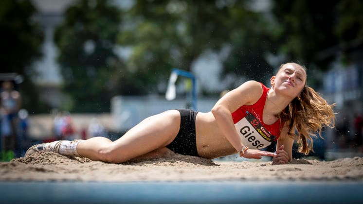 MANNHEIM, GERMANY - JUNE 14, 2026 : Amelie Giese (GER TSV Zirndorf) competing in the women’s long jump during the Juniorengala 2026 at Michael-Hoffmann-Stadion on June 14, 2026 in Mannheim, Germany. Baden-Wuerttemberg Germany Copyright: xAxelxKohringx